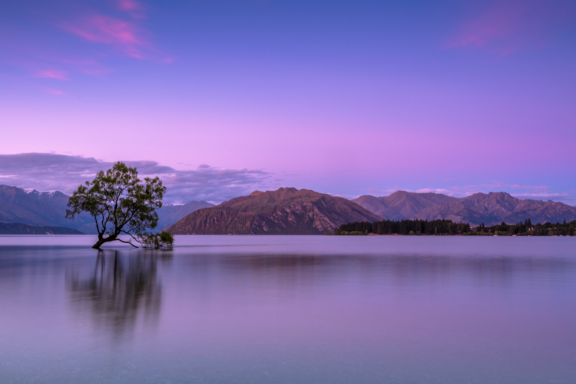 Wanaka, New Zealand during twilight