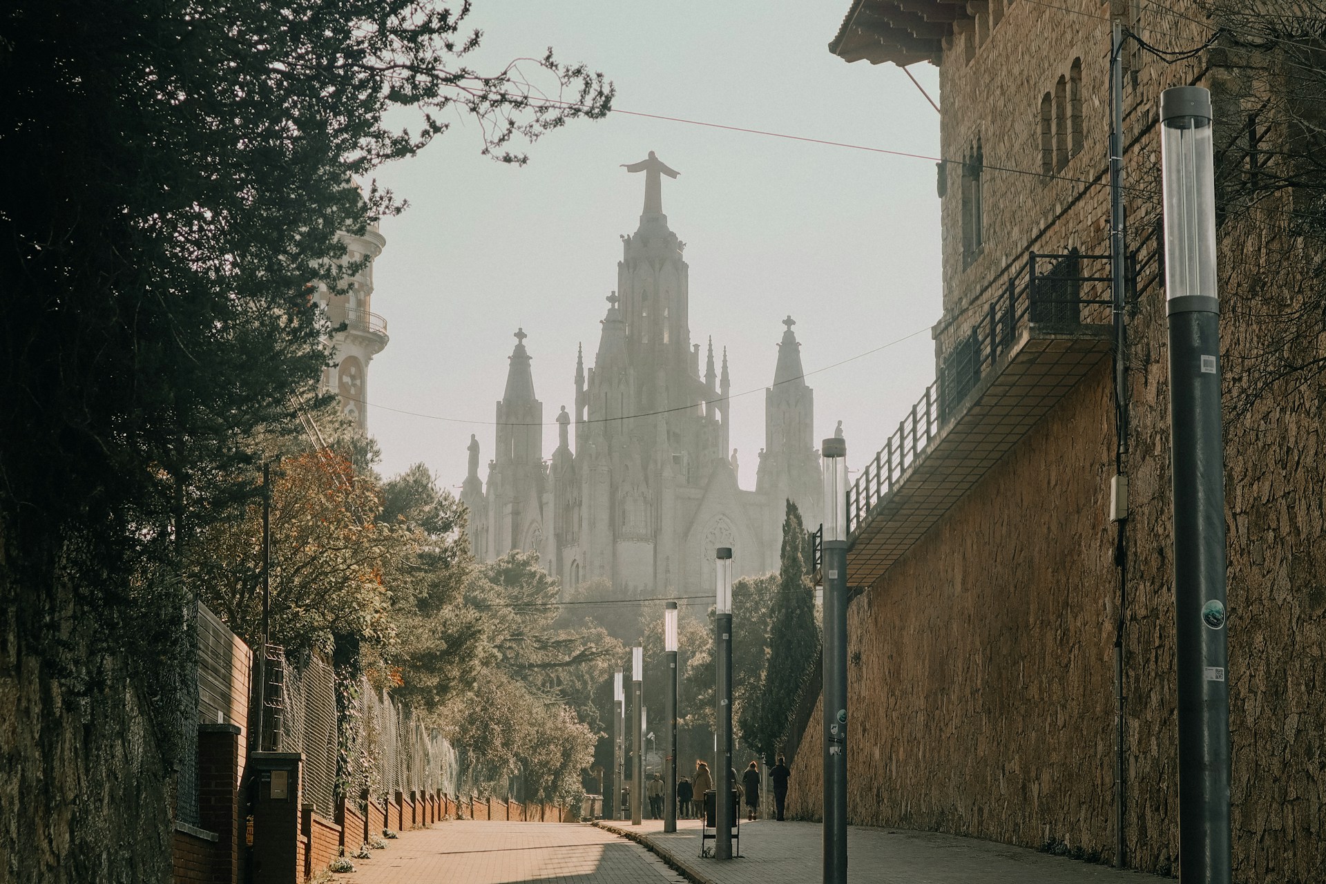 A quiet street in Barcelona, with the
Tibidabo Church in the background