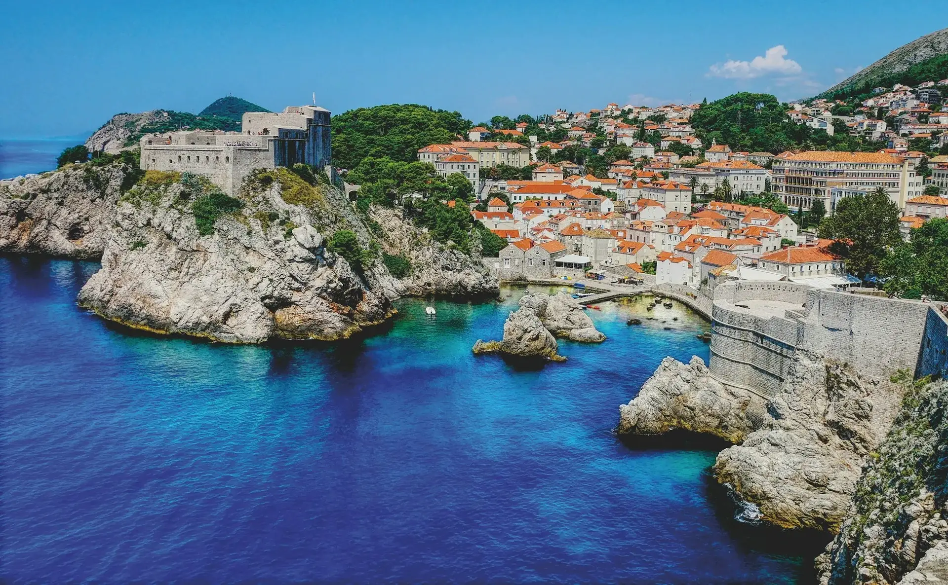 Dubrovnik harbour with clear skies and waters